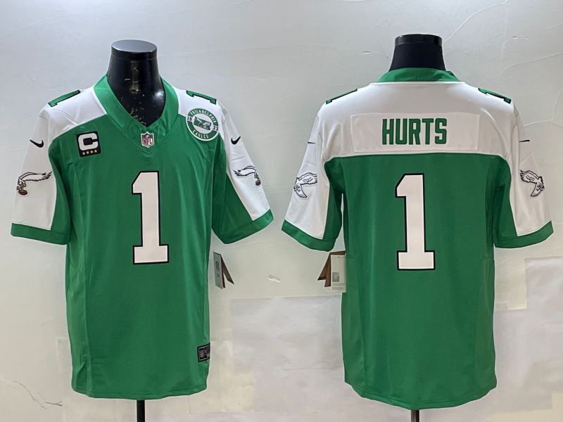 Men Philadelphia Eagles #1 Hurts Green Thanksgiving three generations 2025 Nike Limited NFL Jersey style 6->philadelphia eagles->NFL Jersey